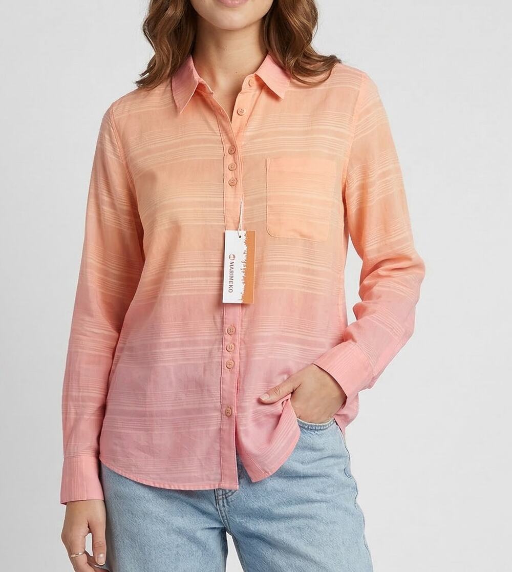 Merrell Sherbet Womens Small Peach Orange NEW Button Front Shirt